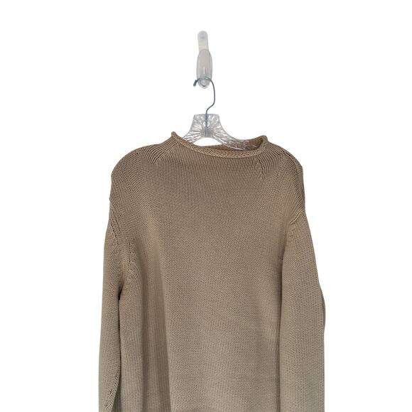 J.Crew Sweater Women's Cable Knit Mock Neck Beige Basic‎ Casual Soft Cozy Large - Picture 3 of 12